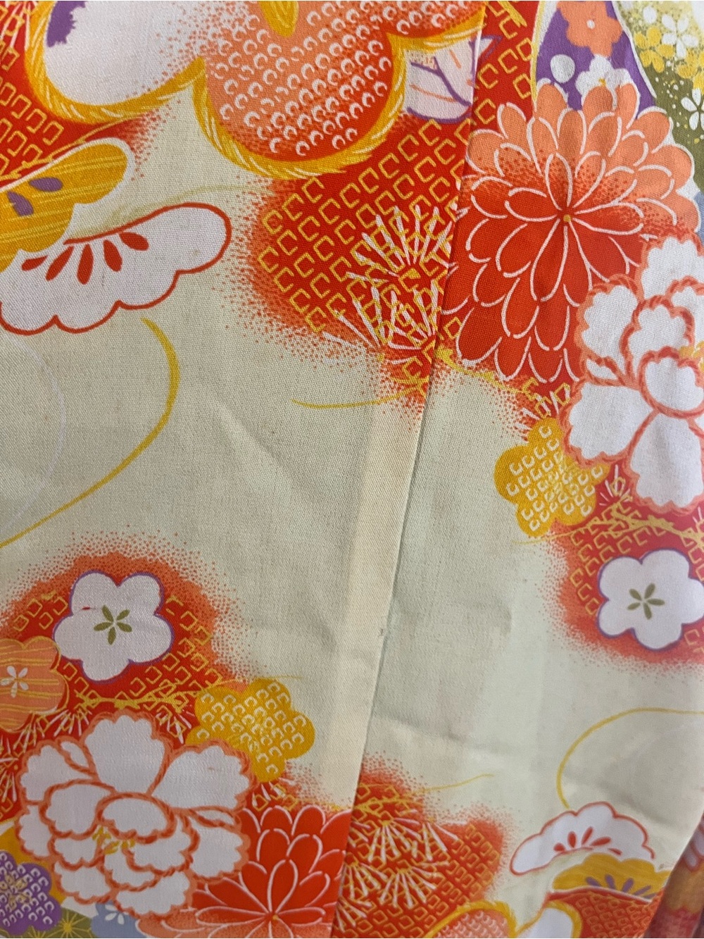 Vintage Handmade Japanese Kimono Kaftan Caftan Zip Lined Floral Orange XLarge - Picture 5 of 10